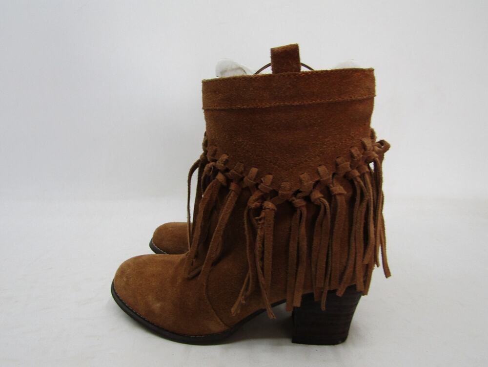 Sbicca Womens Size 7 M Brown Suede Fringe Ankle Fashion Boots Booties